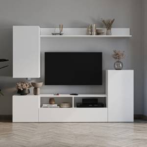 TopMebel Меламинов ТВ шкаф Rodos TopMebel в бял цвят 210.2x36x90.4cm