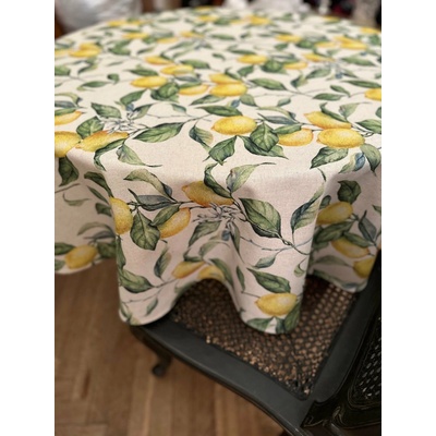 Hortensias Home Kulatý ubrus Lemon Linen Ø 190cm
