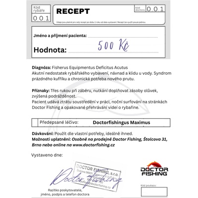Dárkový poukaz "recept" 500 Kč