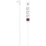 Hama Разклонител, 3-гнезда, USB-A 17 W, ключ on/off, 1.4 m, Бял цвят (HAMA-223181)
