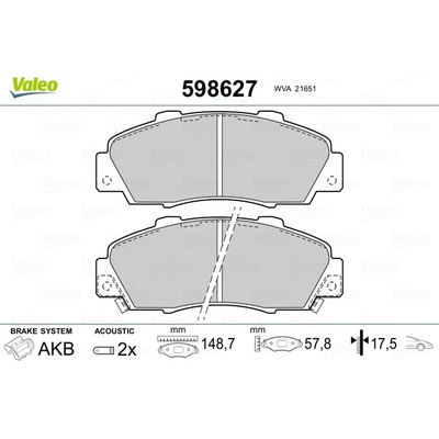 Sada brzdových platničiek kotúčovej brzdy VALEO 598627