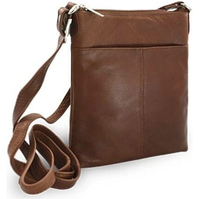 Arwel Tmavě hnědá dámská kožená zipová crossbody kabelka Jenny