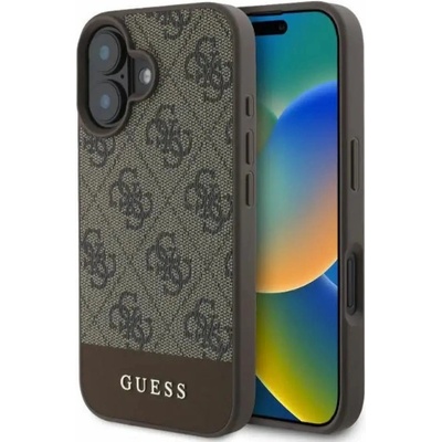 GUESS Калъф Guess 4G Bottom Stripe iPhone 16 - кафяв (3666339344924)