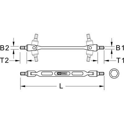 KS Tools dvojitá otočná hlava kľúča 3 mm, 4 mm 517.0341