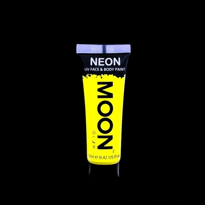 Moon Glow neonová UV farba na tvár a telo reagujúca na čierne svetlo intenzívna žltá 75 ml
