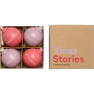 Design Letters Коледни топки Xmas Stories 4 см лавандула и роза 4 бр (10105001LAVENFAROS)