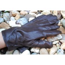 Kožené rukavice pánske podšité čiernou kožušinou čierne