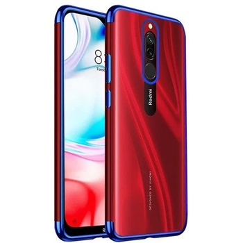 Xiaomi Силиконов прозрачен кейс New Electro за Xiaomi Redmi 8, Синя гланцирана рамка, Прозрачен (6124)