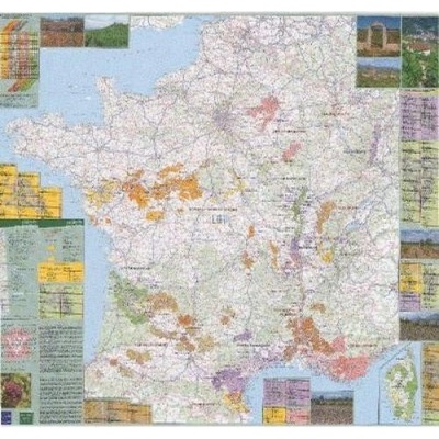 IGN Francie - nástěnná vinařská mapa 98 x 119 cm Varianta: bez rámu v tubusu, Provedení: laminovaná mapa v lištách