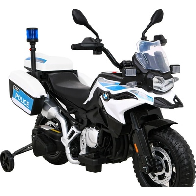 JOKO Elektrická Motorka BMW F850 GS Polícia penové kolesá modrý maják zvuky sirény policajná