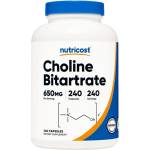 Nutricost Choline Bitartrate 650 mg (Vitamin B4) [240 капсули]