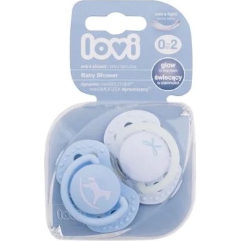 LOVI Baby Shower Dynamic miniSoother Boy 0-2m силиконов динамичен биберон с малък щит 2 бр