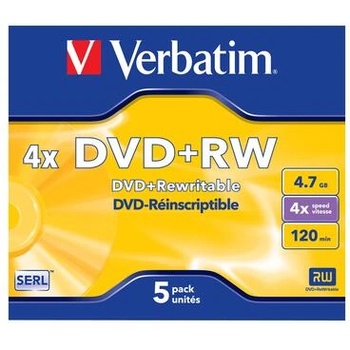 Verbatim DVD RW, презаписваем, 4.7 GB, 4x, в кутия (043229 / 5 pcs)
