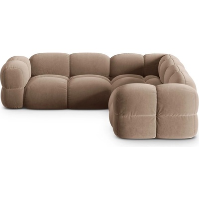 Cosmopolitan Design Кафяв кадифен ъглов диван Loretto - Cosmopolitan Design (COS_COR_120_F1_LORETTO2)