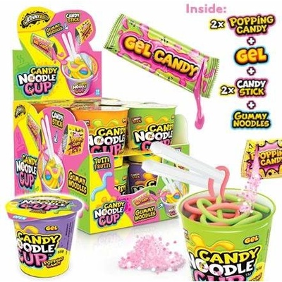Johny Bee Candy Noodle Cup želé nudle s příchutí tutti frutti 12 x 55 g