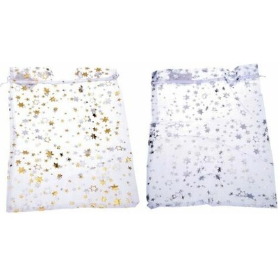 Sáček ORGANZA Hvězdy 20x30 cm Vánoce