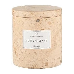 Blomus (Германия) Ароматна свещ BLOMUS FRABLI с аромат Cotton Island - Ø8 х h9 см - цвят травертин (BLOMUS 65449)