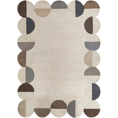 Flair Rugs Сиво-бежов ръчно изработен вълнен килим 200x290 cm Mia Scallop Frame - Flair Rugs (503119380176)