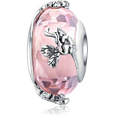 P&J Jewellery Růžový skleněný přívěsek Tančící motýl SGB11