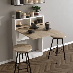 ASIR GROUP Сгъваема маса BRACKED 96x70 cм бяла/кафява (AS0866)