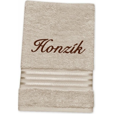 Povlečení Plus komfortní osuška se jménem 70 x 140 cm Linie béžová