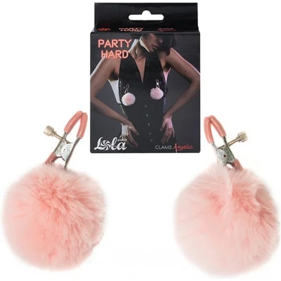 Щипки за зърна с пух, регулируеми и игриви - Party Hard Angelic Pink (1140-02LOLA)