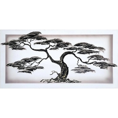 Obraz plastika bonsai čiernobiela