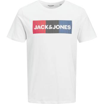 JACK & JONES Мъжка тениска Jack and Jones Short Sleeve Logo T-Shirt Mens Plus Size - White