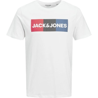 JACK & JONES Мъжка тениска Jack and Jones Jack Short Sleeve Logo T-Shirt Mens Plus Size - White