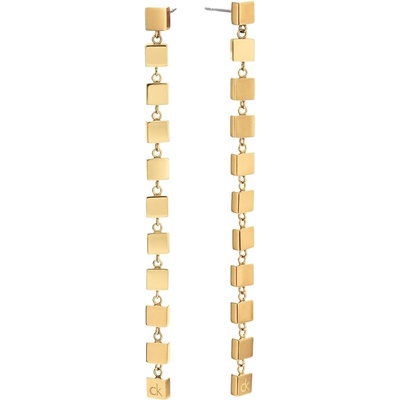 Calvin Klein Dlhé pozlátené náušnice Geometric 35000844
