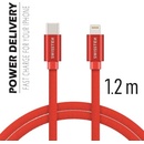 Swissten 71525206 Datový, Textile USB-C / Lightning, 1,2m, červený