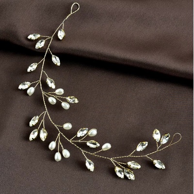 Naishide Jewelry Ozdoba do vlasů s barevnými krystaly a bílými perlami Druh barvy: Zelená