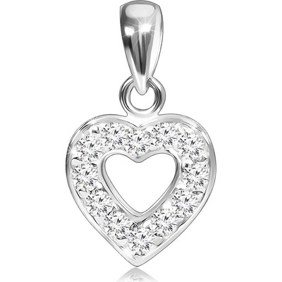 Šperky eshop Stříbrný přívěsek 925 třpytivé zirkonové srdíčko s výřezem U3.6