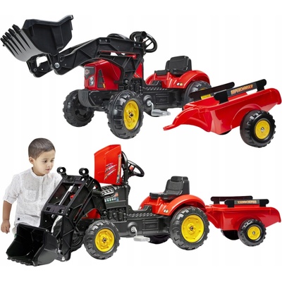 FALK Šlapací traktor SuperCharger s vlečkou a nakladačem červený Falk FA-2030M
