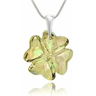 Swarovski Elements Stříbrný náhrdelník zelený čtyřlístek 32085.1 Luminous Green