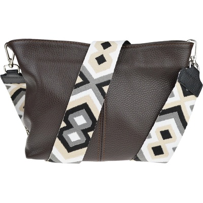 NovaKabelka.sk Batilda Cafe s prídavným popruhom III kožená talianska crossbody kabelka cafe