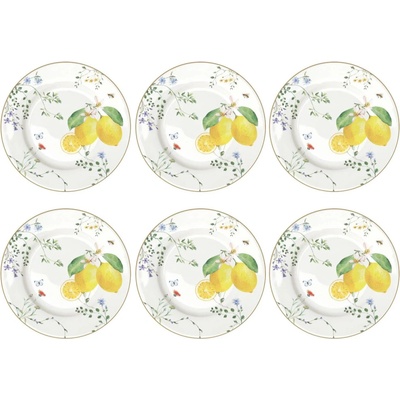 Easy Life Dezertné taniere sada Fleurs et Citrons 6 ks