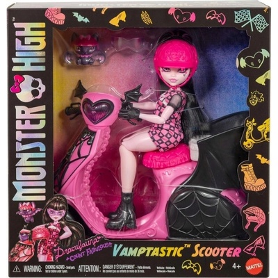 Monster High Upíří skútr s panenkou Draculaurou