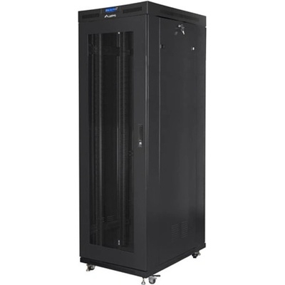 Комуникационен шкаф Lanberg FF01-8027-23BL, 19", 27U, 146.1 x 100 x 80 cm, товароносимост до 1200кг, термостат, черен (FF01-8027-23BL)