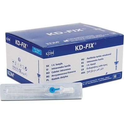 FEP KDM Intravenózna kanyla s krídelkami s portom modrá G 22 0,9 x 25 mm 50 ks v balení