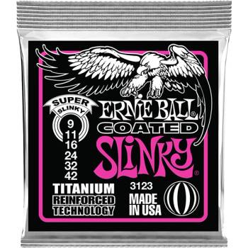 Ernie Ball 3123 Super Slinky Coated, Струни за електрическа китара 11-42 (Super Slinky Coated 11-42)