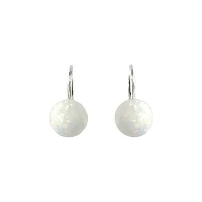 INFINITYSILVER Stříbrné náušnice s bílými opály 8mm na patent 436508Bp