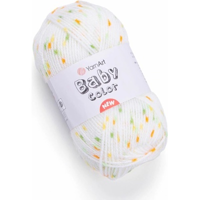 Yarn Art příze Baby Color 202 smetanová se zelenou, žlutou a oranžovou