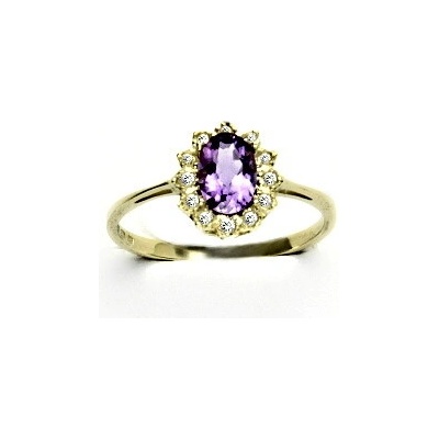 Čištín zlatý s diamanty přírodní tmavý ametyst žluté zla VR 247