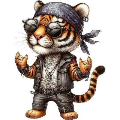 DTF transfer/nažehľovačka Rocker Tiger Nálepka - výška: A5