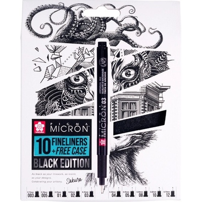 Technické linery SAKURA Pigma Micron Exclusive, 10 ks v pouzdře