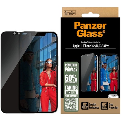 Panzer ® Privacy Screen Protector iPhone 16e | 14 | 13 | 13 Pro | Ultra-Wide Fit w. Aligner Прозрачен защитен екран Apple 1 броя (PGRPUWFG29845)