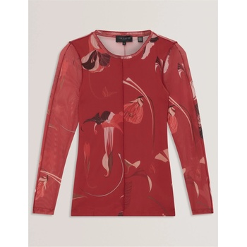 Ted Baker Тениска Ted Baker Women's Fitted Mesh T-Shirt - Red