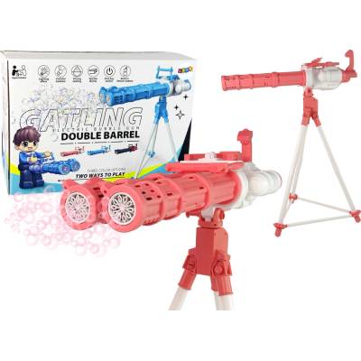 LEANToys Pistol pro výrobu bublin růžová se stojanem