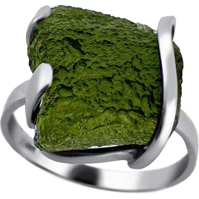 Vltavín Moldavite Stříbrný prsten s vltavínem P35 0018